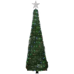 6' Green Color Changing Multiple Function Pop Up Artificial Outdoor Christmas Tree