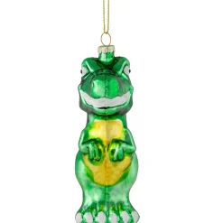 4.75" Green Dinosaur Glass Christmas Ornament