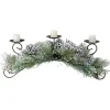 30" Green Frosted Pine Needle and Pine Cone Christmas Candle Holder