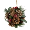 6" Green Mixed Foliage, Pinecone and Berries Hanging Christmas Ball Ornament