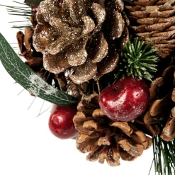 6" Green Mixed Foliage, Pinecone and Berries Hanging Christmas Ball Ornament