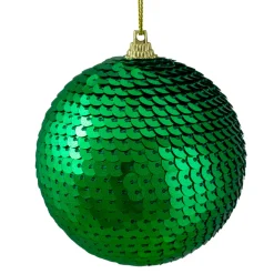 3" Green Sequin Shatterproof Ball Christmas Ornament
