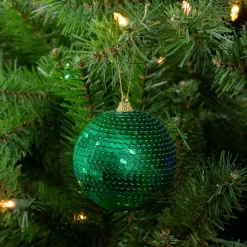 3" Green Sequin Shatterproof Ball Christmas Ornament