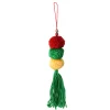 10.75” Green Triple Plush Pom Pom and Fringe Christmas Ornament