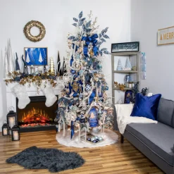 7" Iridescent Blue Artificial Magnolia Clip-On Christmas Ornament