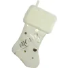19" Ivory White Gold Foil "Merry" Christmas Stocking with White Faux Fur Cuff