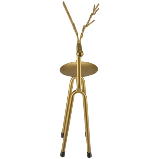 13.25" Large Bronze Reindeer Christmas Pillar Candle Holder