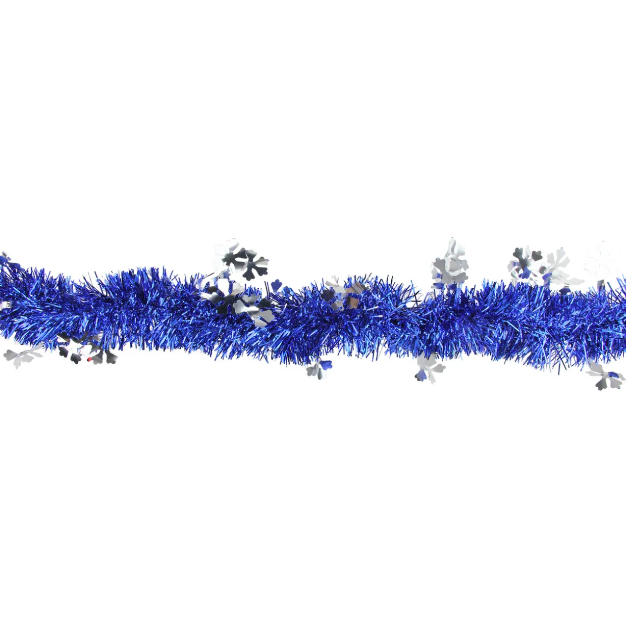 50' Lavish Blue and Silver Snowflakes Christmas Tinsel Garland - Unlit