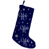 18" LED Blue Stocking "Ho, Ho, Ho" with White Snowflakes