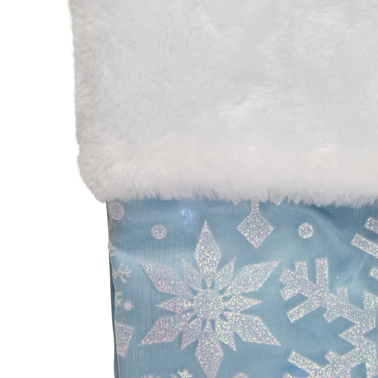 19" LED Lighted Blue Iridescent Glittered Snowflake Christmas Stocking