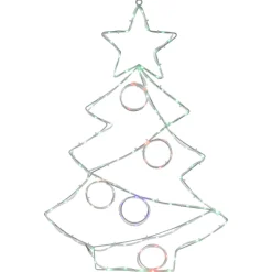 28" LED Lighted Christmas Tree with Ornaments Window Silhouette