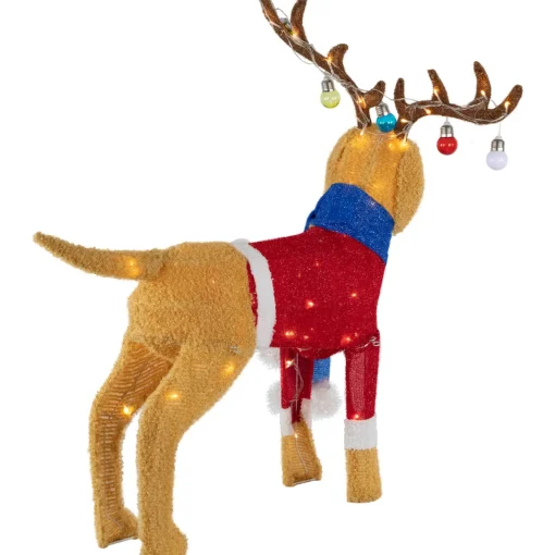 36.5" LED Lighted Dog Wearing Antlers Christmas Outdoor Yard Decoration