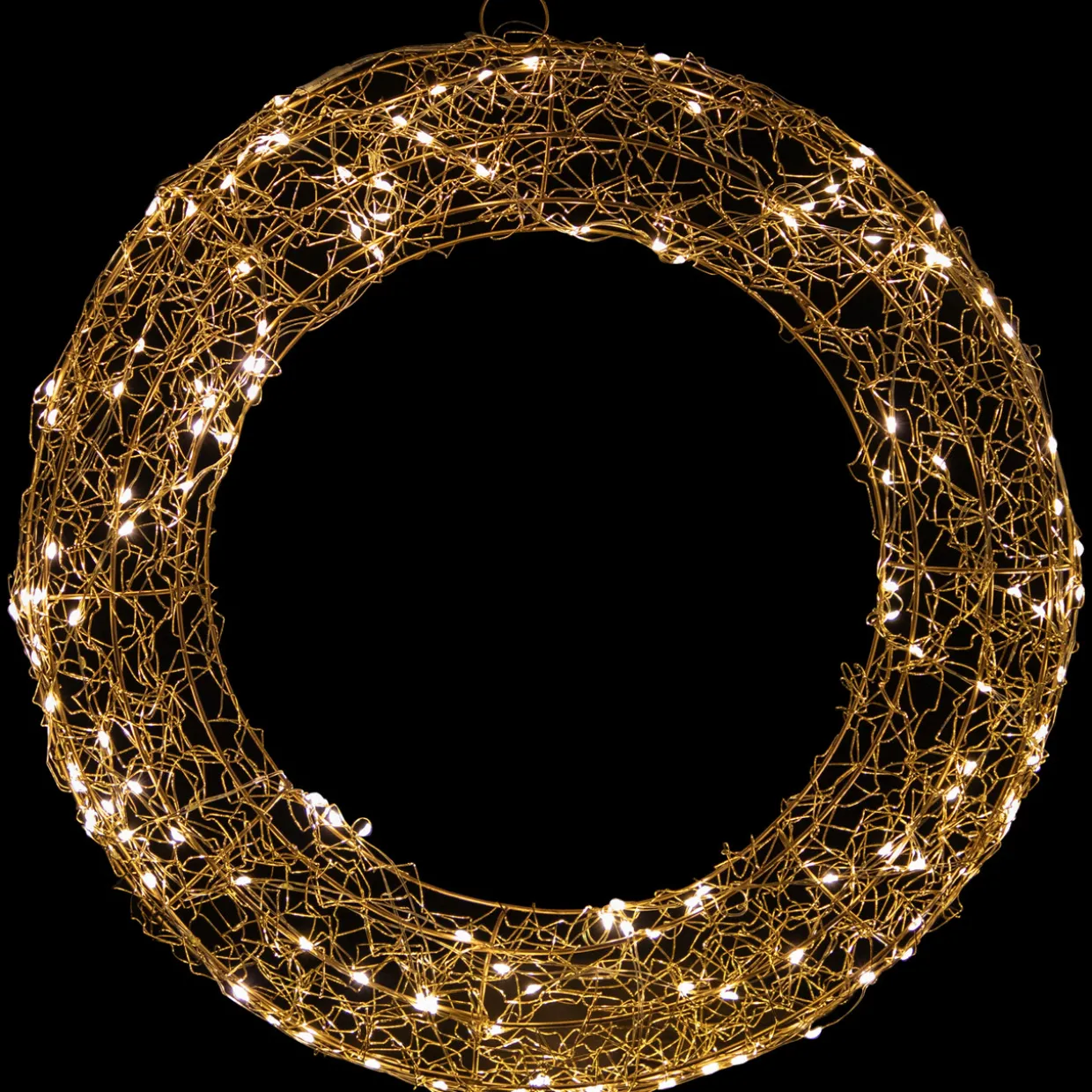 18" LED Lighted Gold Wire Wreath Outdoor Christmas Decoration