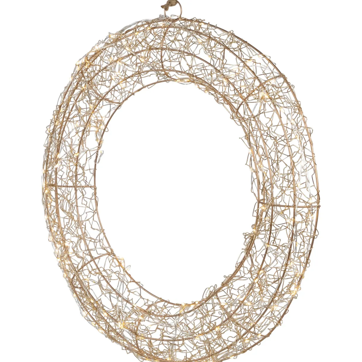 18" LED Lighted Gold Wire Wreath Outdoor Christmas Decoration