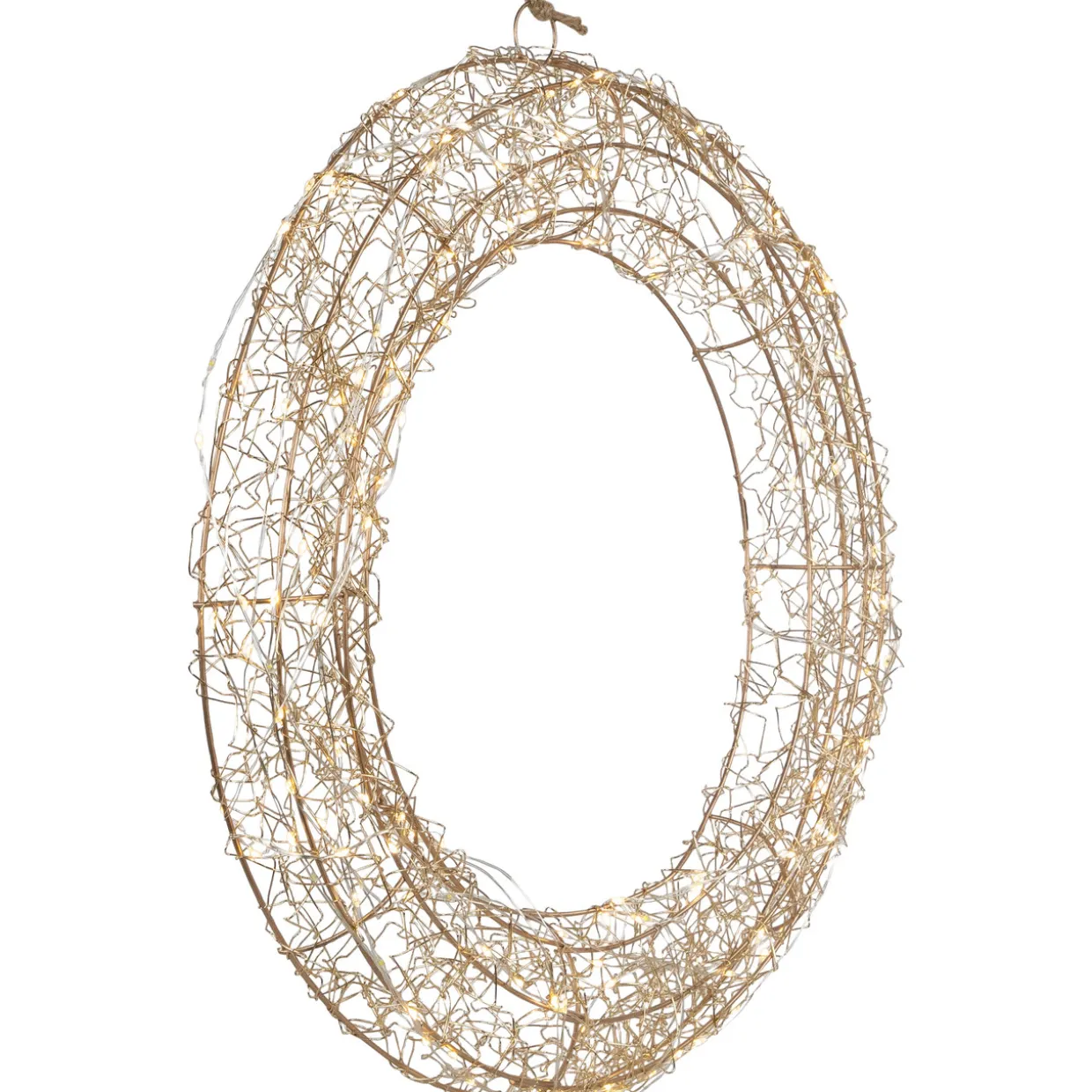 18" LED Lighted Gold Wire Wreath Outdoor Christmas Decoration