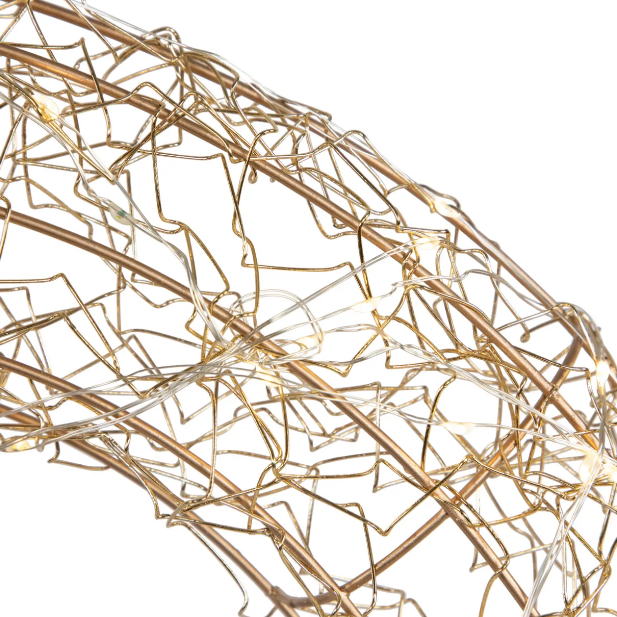 18" LED Lighted Gold Wire Wreath Outdoor Christmas Decoration