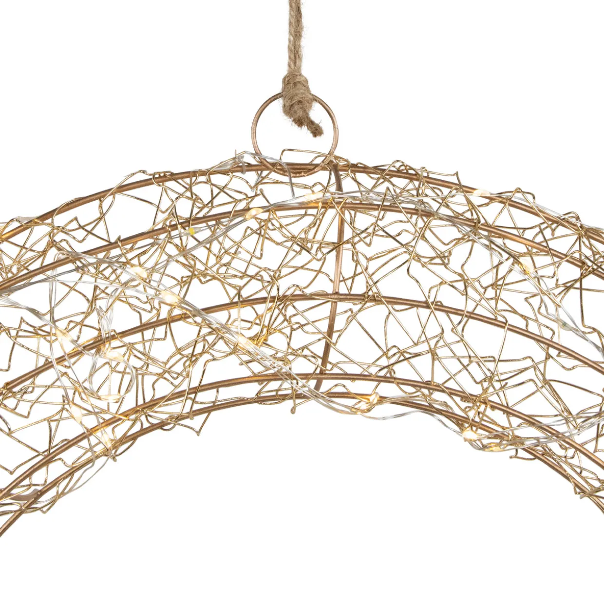 18" LED Lighted Gold Wire Wreath Outdoor Christmas Decoration