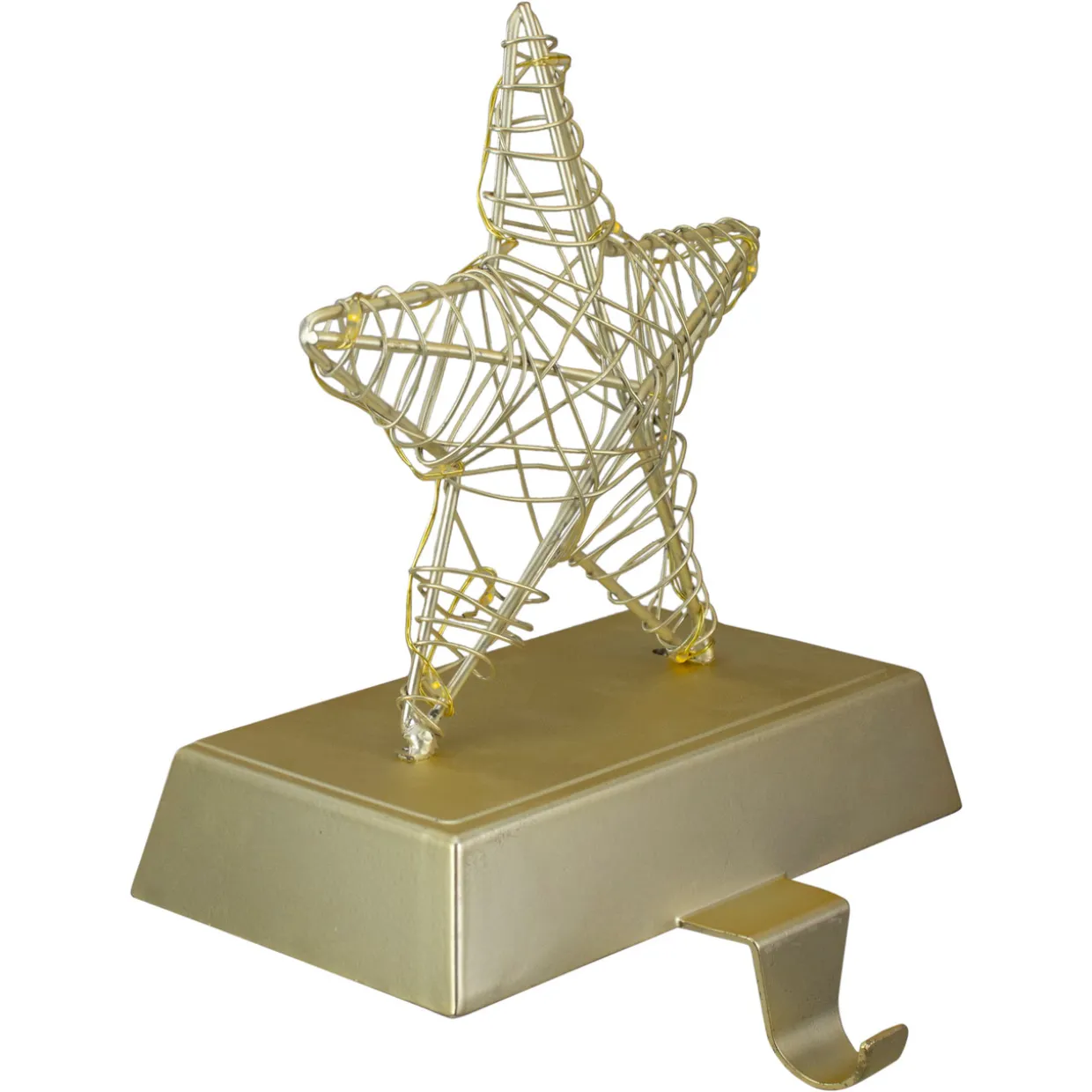 7" LED Lighted Gold Wired Star Christmas Stocking Holder