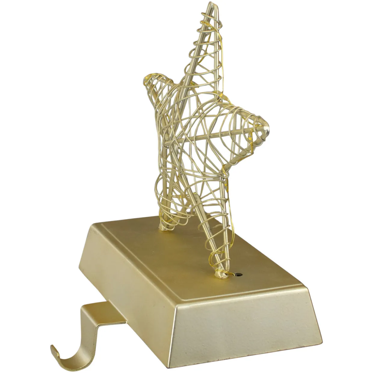 7" LED Lighted Gold Wired Star Christmas Stocking Holder
