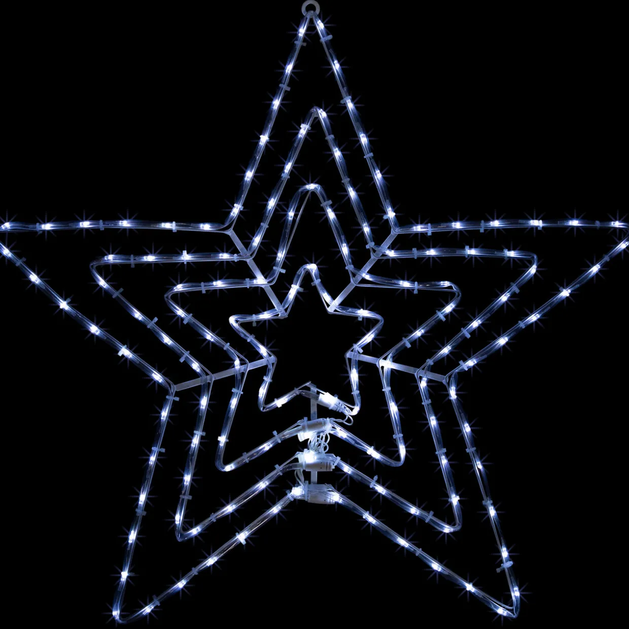 24" LED Lighted Layered Stars 8 Function Christmas Window Silhouette