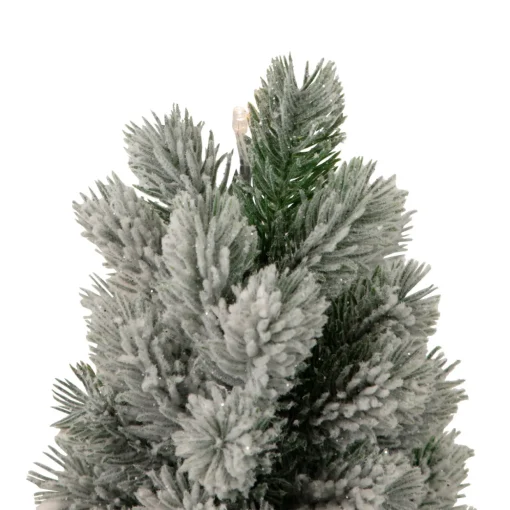 16" LED Lighted Mini Frosted Pine Christmas Tree in Cement Base