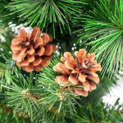 39" LED Lighted Mixed Pine and Pine Cones Artificial Christmas Tree in Jute Base