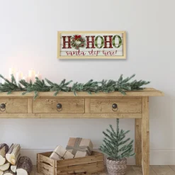 19.75" LED Lighted Plaid 'Ho Ho Ho' Wooden Christmas Wall Sign