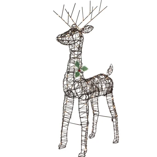 45.5" LED Lighted Rattan Deer Outdoor Christmas Decoration