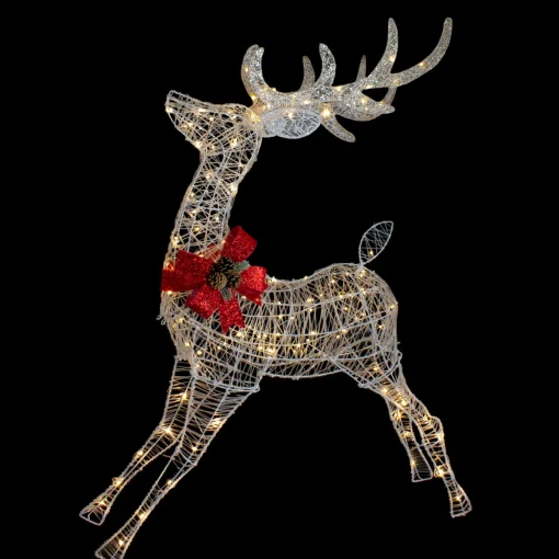 56" LED Lighted Reindeer with Glitter Bow Outdoor Christmas Decoration