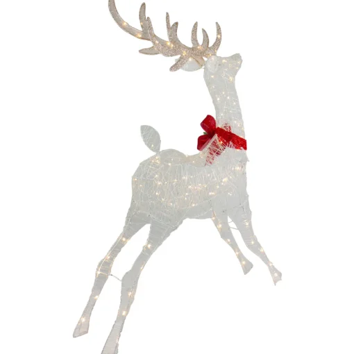 56" LED Lighted Reindeer with Glitter Bow Outdoor Christmas Decoration