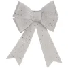 16" LED Lighted Silver Burlap Bow Christmas Decoration with Color Changing Lights