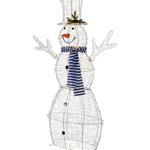 48" LED Lighted Silver Mesh Snowman Outdoor Twinkling Christmas Decoration