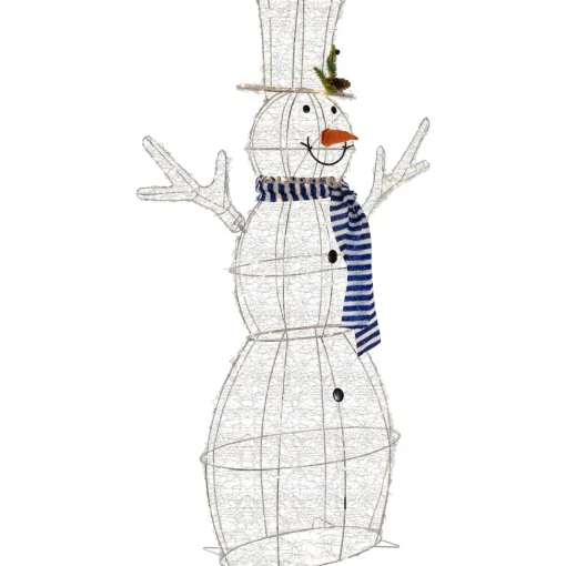 48" LED Lighted Silver Mesh Snowman Outdoor Twinkling Christmas Decoration