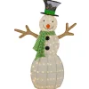 43" LED Lighted Snowman with Top Hat and Green Scarf Outdoor Christmas Decoration