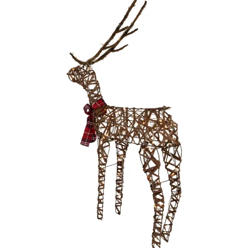 47" LED Lighted Standing Rattan Reindeer Outdoor Christmas Decoration