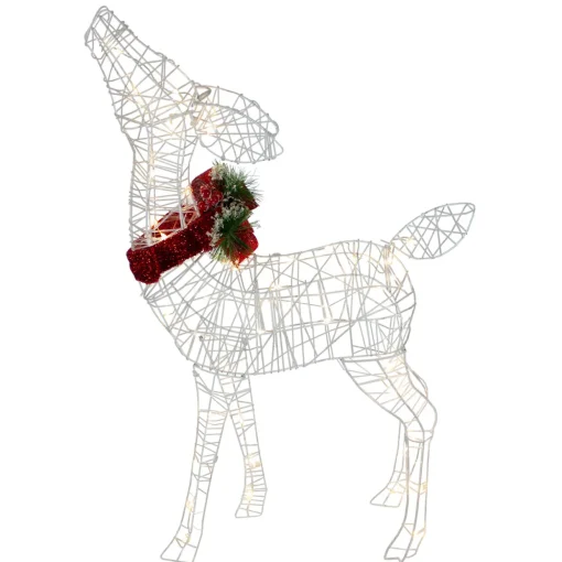35" LED Lighted Standing Reindeer with Bow Outdoor Christmas Decoration