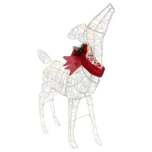 35" LED Lighted Standing Reindeer with Bow Outdoor Christmas Decoration