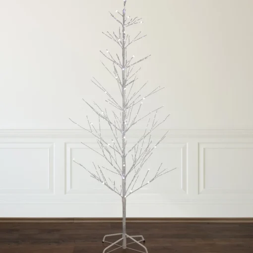 6' LED Lighted White Birch Christmas Twig Tree - Pure White Lights