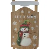 24” Let It Snow Wooden Sled Snowman and Snowflakes Wall Sign