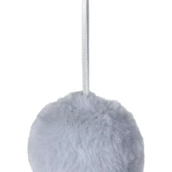3" Light Gray Furry Plush Ball Hanging Christmas Ornament