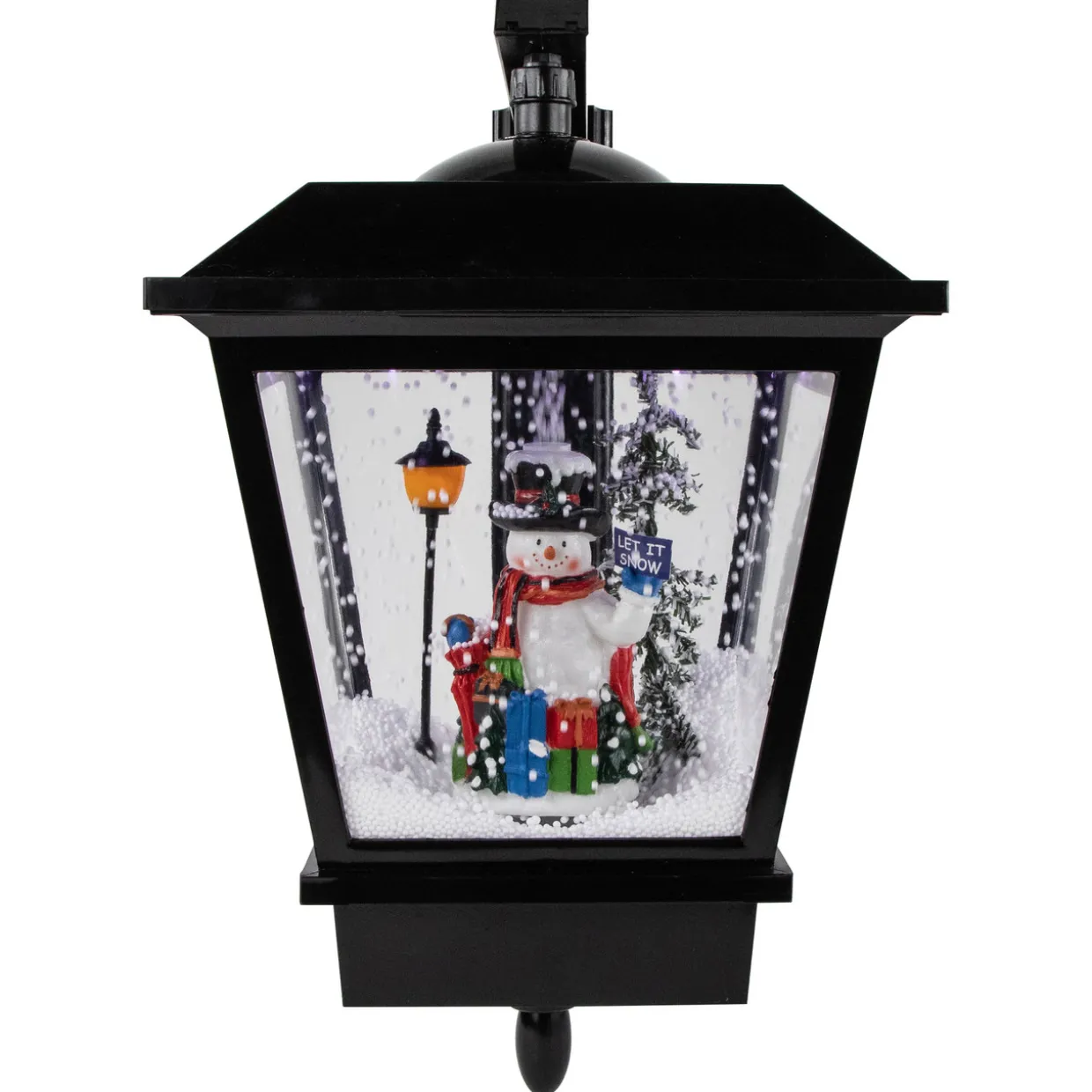 17.75" Lighted and Musical Wall Mounted Snowing Christmas Street Lamp