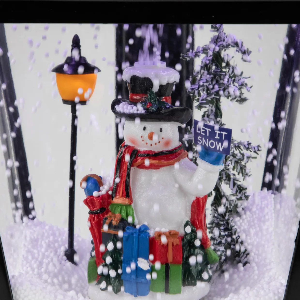 17.75" Lighted and Musical Wall Mounted Snowing Christmas Street Lamp