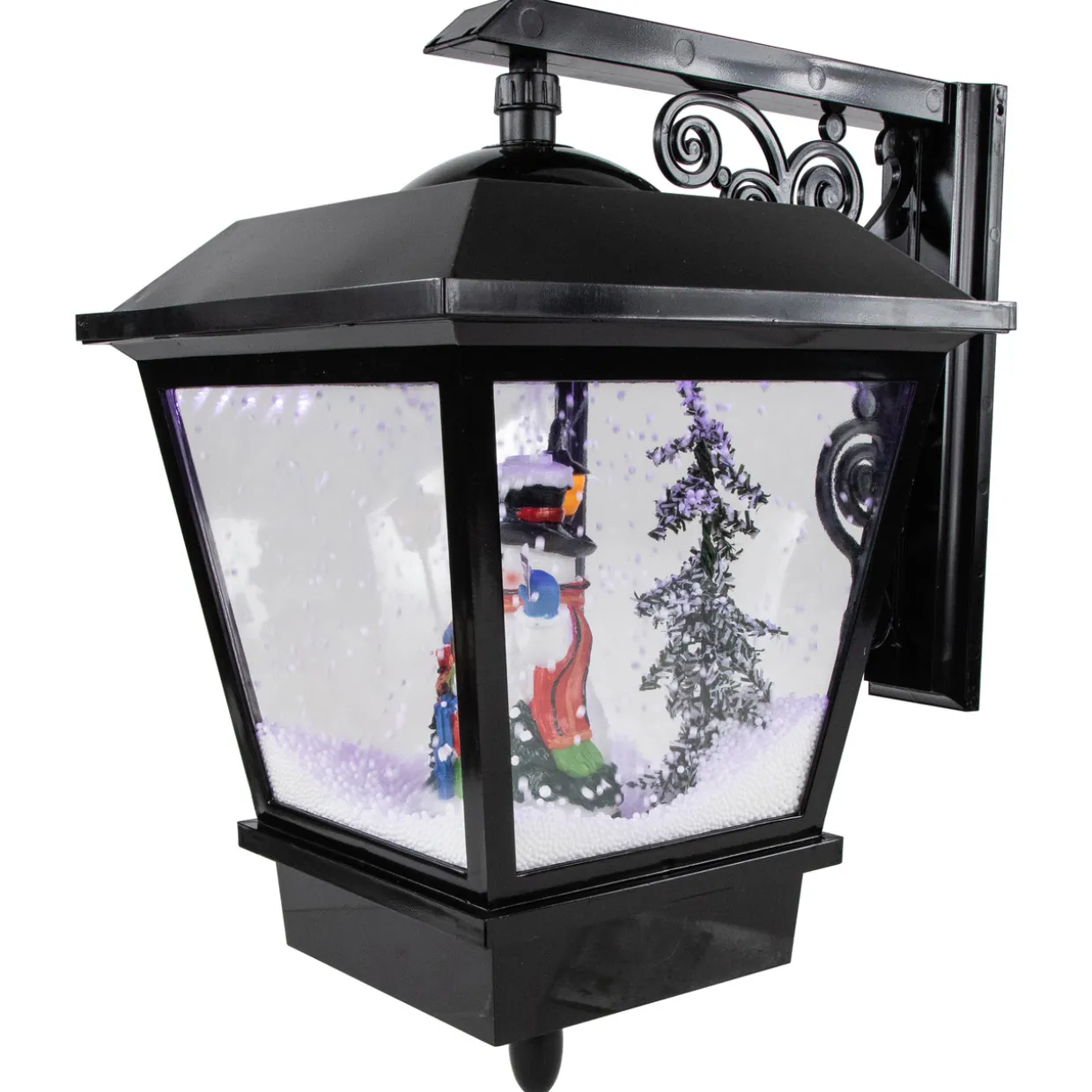 17.75" Lighted and Musical Wall Mounted Snowing Christmas Street Lamp