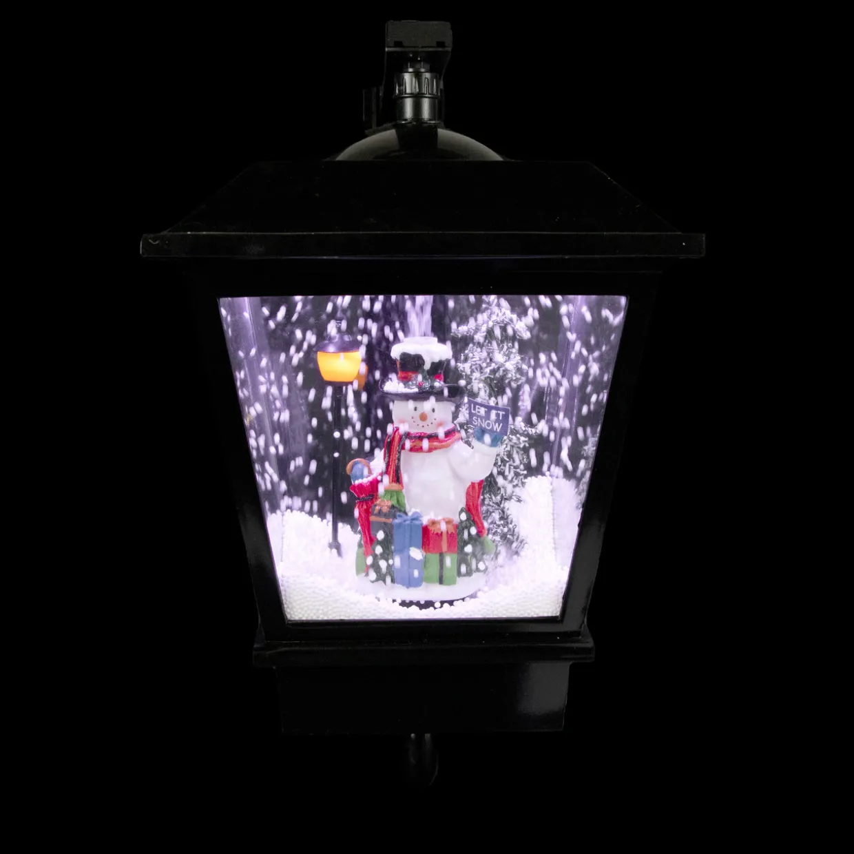 17.75" Lighted and Musical Wall Mounted Snowing Christmas Street Lamp
