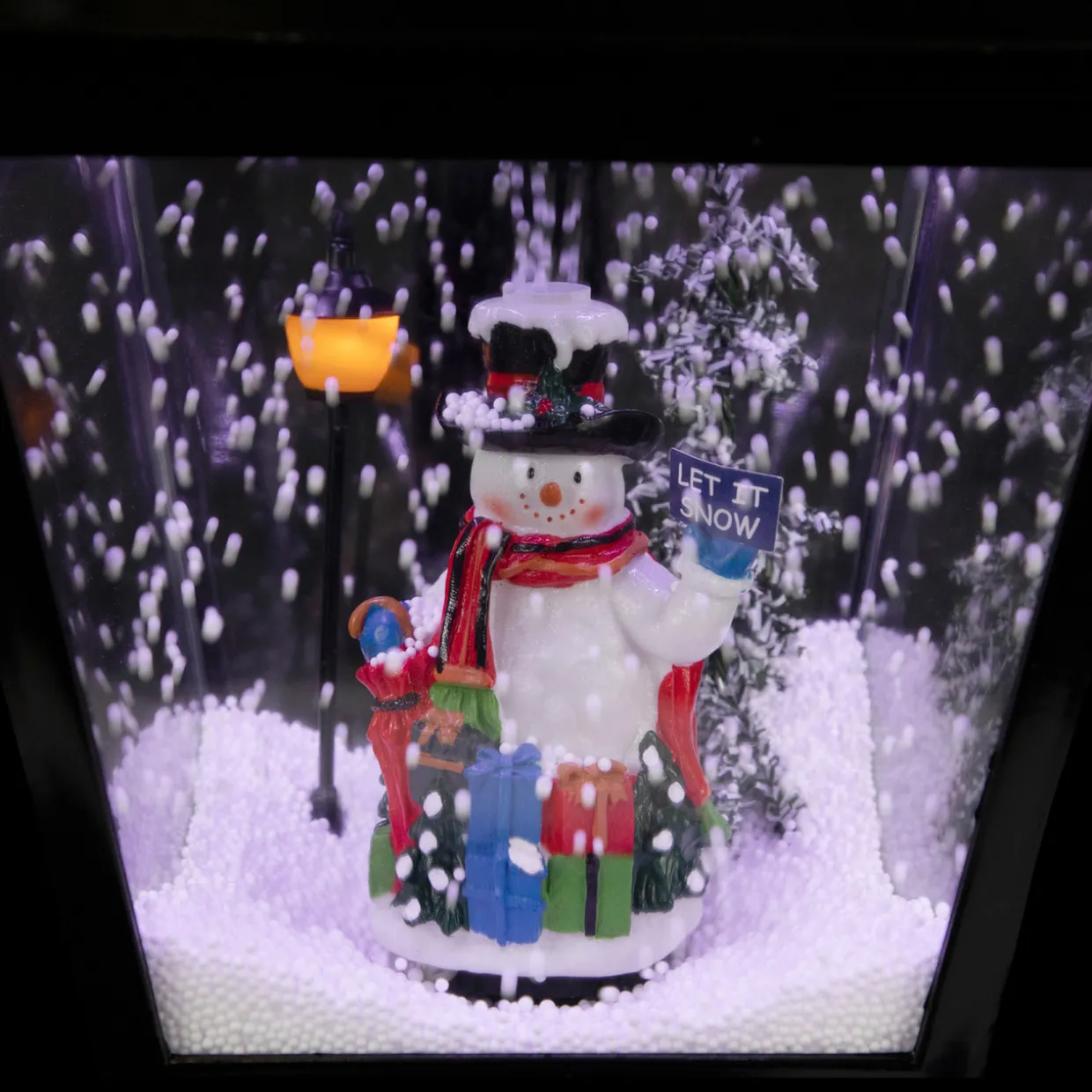 17.75" Lighted and Musical Wall Mounted Snowing Christmas Street Lamp