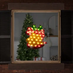19" Lighted Christmas Bells Window Silhouette