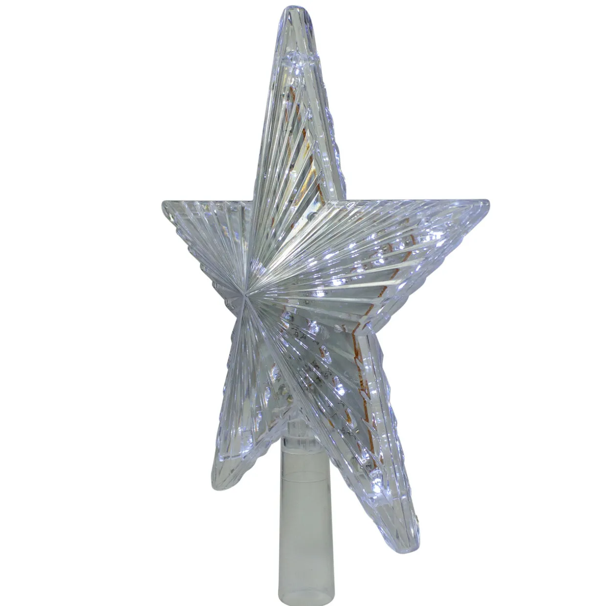 9.5" Lighted Clear Twinkling 5-Point Star Christmas Tree Topper - Clear White LED Lights