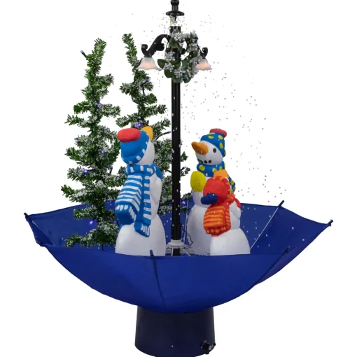 30" Lighted Musical Snowing Snowman Family in Umbrella Base Christmas Decoration