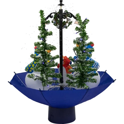 30" Lighted Musical Snowing Snowman Family in Umbrella Base Christmas Decoration