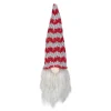8" Lighted Red and Gray Knit Gnome Head Christmas Ornament